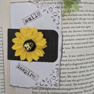 SunFlower Hidden Paperclip Bookmark with Bee Accent